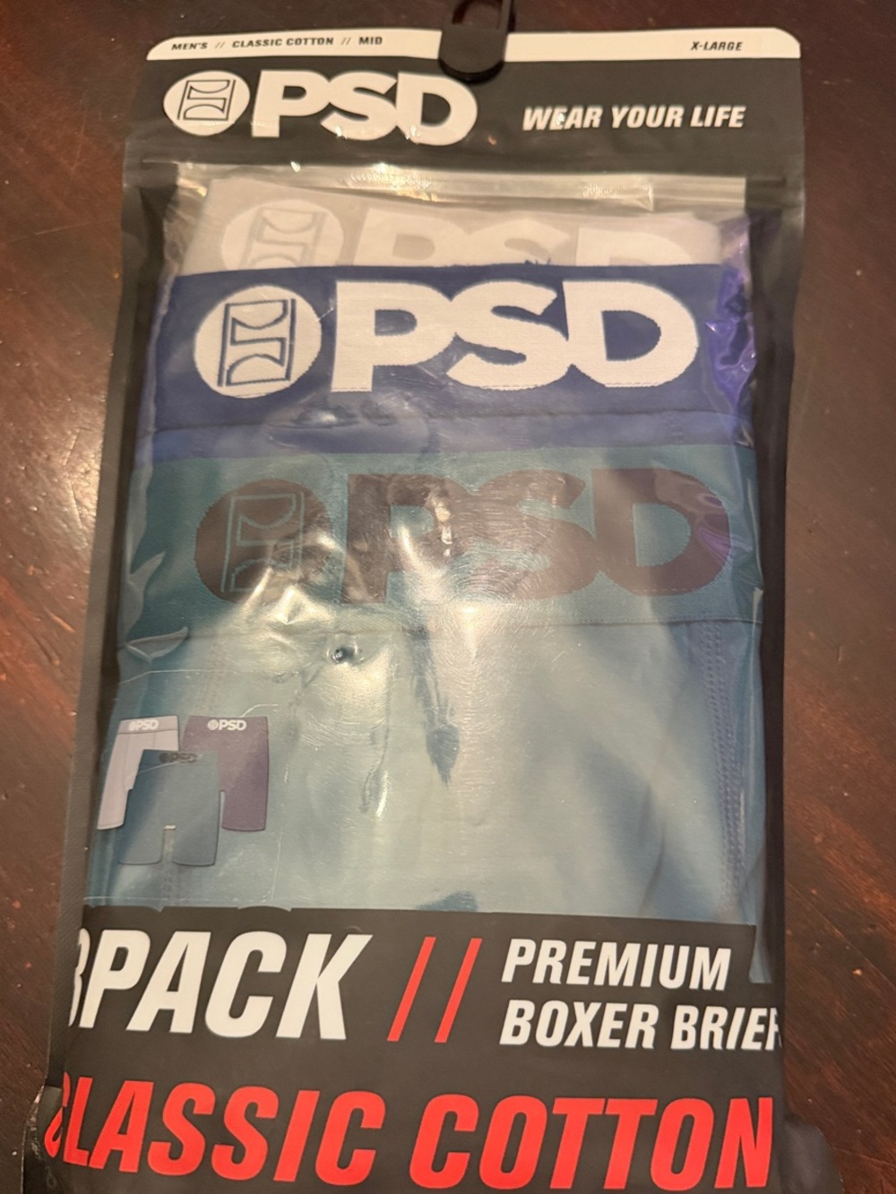 PSD Men’s Classic Cotton Boxer Briefs - Navy Blue, Gray and Emerald